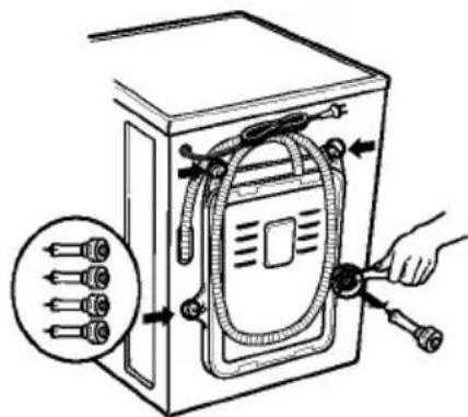 Diagram showing a hand operating a device with multiple screw plugs inserted into the box, illustrating electrical or mechanical installation.