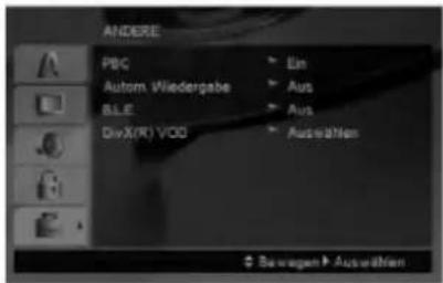 ANDERE PBC Autom Wiedergabe B.LE DivX(R) VDD Ein Aus Aus Auswaren © Barwagen > Auswaren