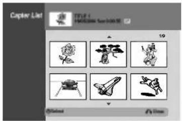 LG RC7812JP1L - Use ▲ / ▼ to select 'Chapter' from Title List options then press ENTER. Chapter List menu appears on the TV screen. - 1