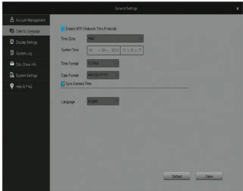 Zmodo ZP-KE1H04-S - Date & Language - 1