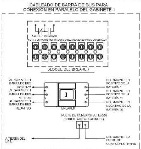 CABLEADO DE BARRA DE BUS PARA CONEXION EN PARALELO DEL GABINETE 1 SWITCH AUXILIAR RITA CON VARGOS MOBILADES CON EL BARRA EN UN PENSION CUBERA BLOQUE DEL BREAKER AL GABINETE 1 DARRA DE BUS POSITIVO AL GABINETE 1 BARRA DE BUS NEUTRO AL GABINETE 1 BARRA DE BUS NEGATIVO BREAKER DEL GABINETE 1 POSITIVO D…