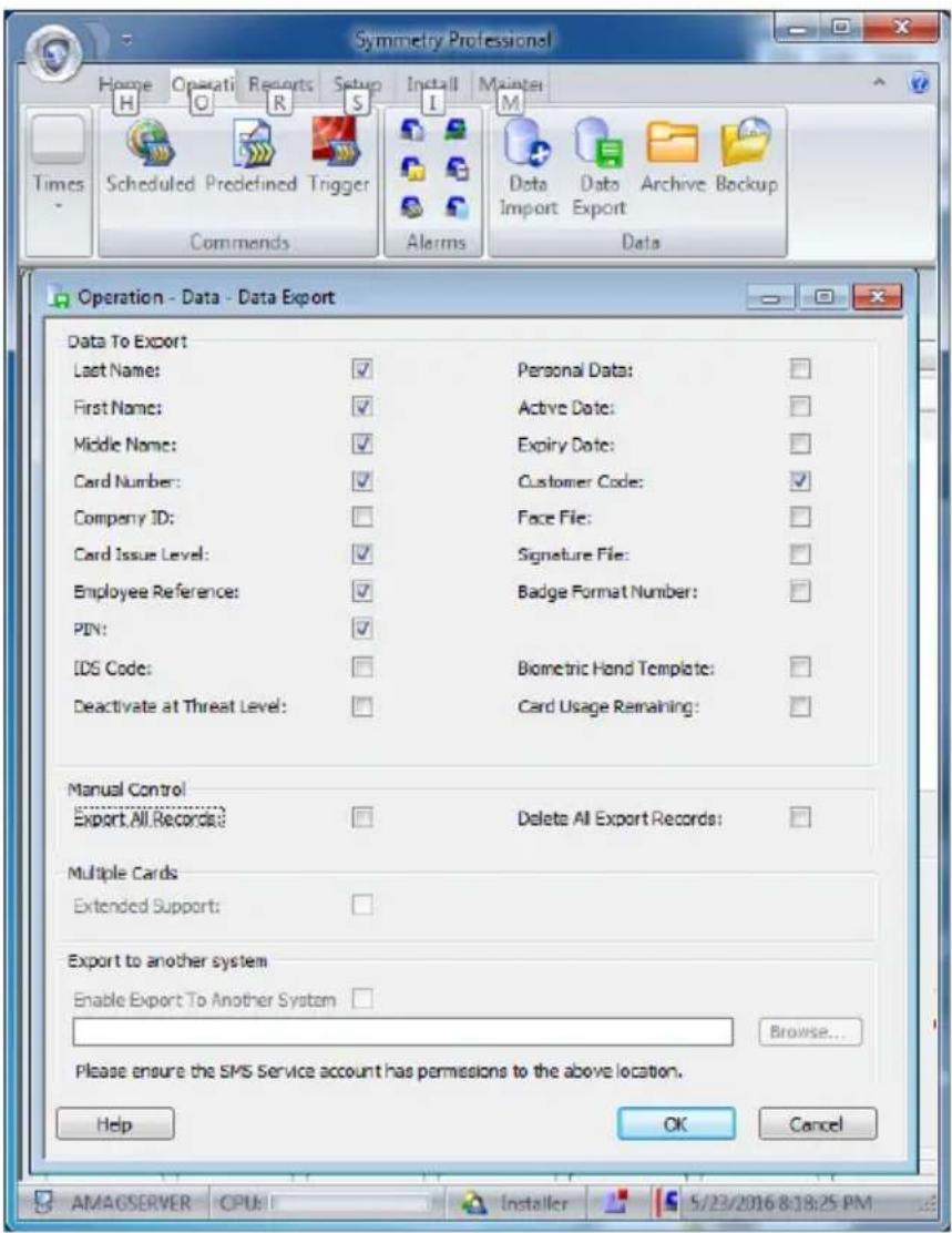 ZKTeco OP200 - Data Export Configuration - 1