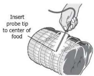 FRIGIDAIRE LGGF3046TD - Proper placement of probe in food. - 1