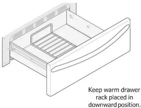 FRIGIDAIRE FGGF3076KB - Arranging keep warm drawer rack positions - 2