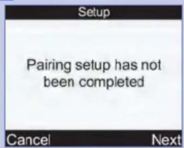 Setup Pairing setup has not been completed Cancel Next