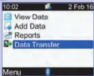 10:02 2 Feb 16 View Data Add Data Reports Data Transfer Menu