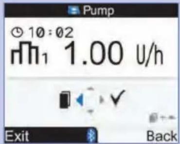 Pump 10:02 mH₁ 1.00 U/h Exit Back