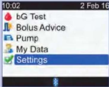 10:02 2 Feb 16 bG Test Bolus Advice Pump My Data Settings