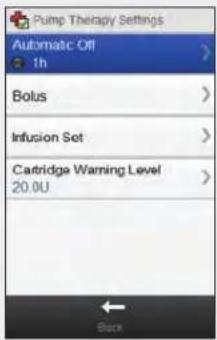 Accu-Chek Insight Diabetes Therapy System - Setting the Automatic Off Timer - 3