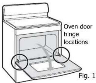 FRIGIDAIRE FEF329EB - To remove oven door: - 1