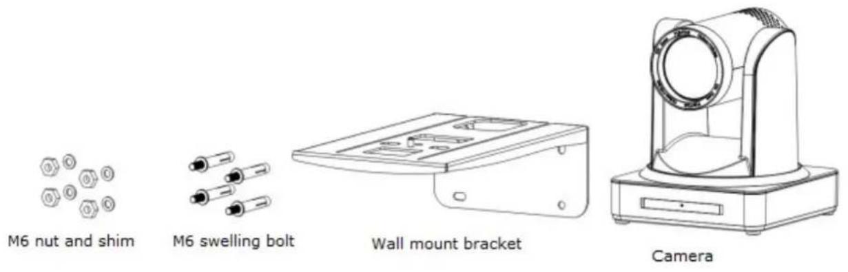 M6 nut and shim M6 swelling bolt Wall mount bracket Camera