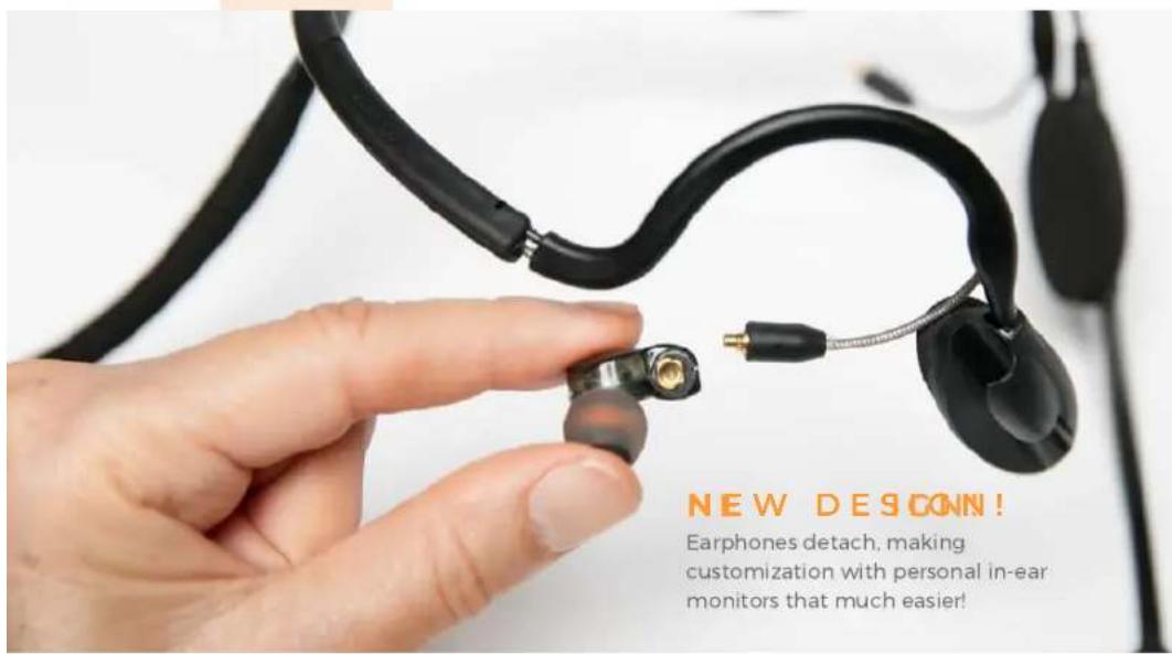 NEW DESCONN! Earphones detach, making customization with personal in-ear monitors that much easier!