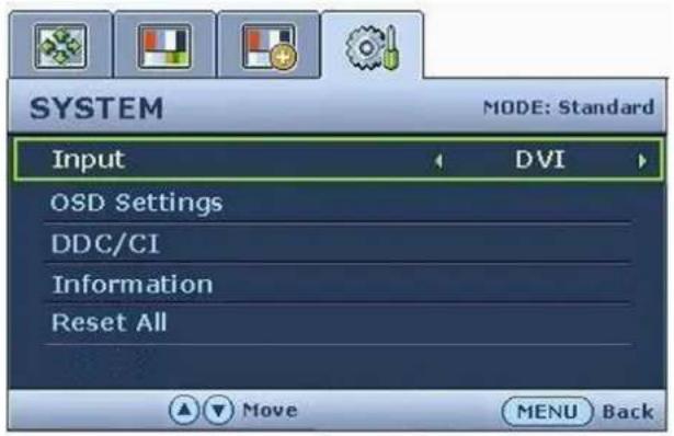 BENQ E902HDP - System menu - 1