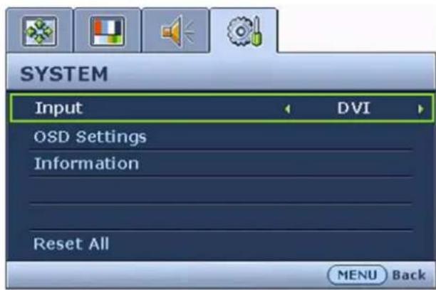 BENQ FP93E - System menu - 1