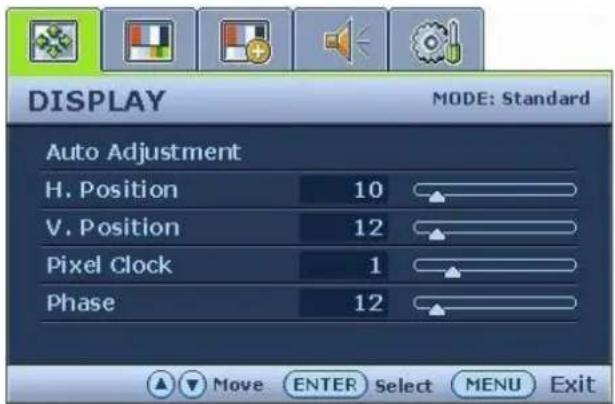 BENQ X2000W - Display menu - 1