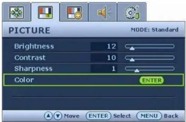 BENQ X2000W - Picture menu - 1