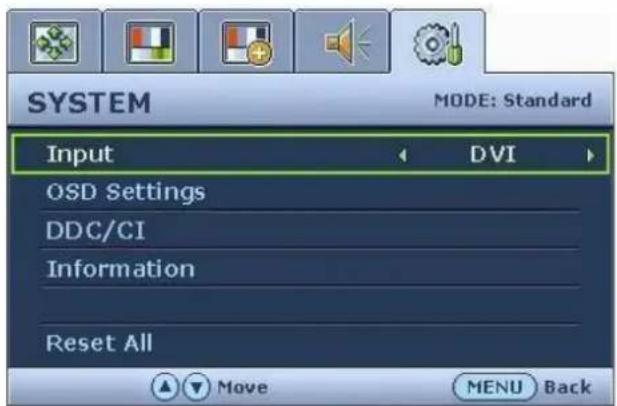 BENQ X2000W - System menu - 1