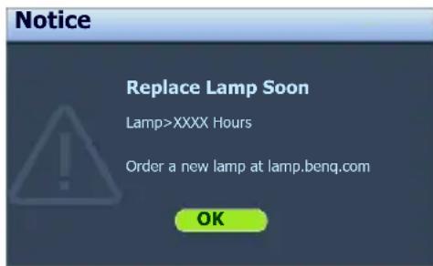 BENQ MX823ST - Timing of replacing the lamp - 3