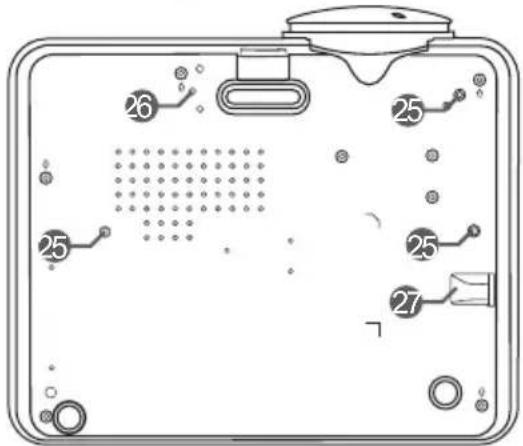 Diagram of a device rear panel with numbered components and internal dot patterns