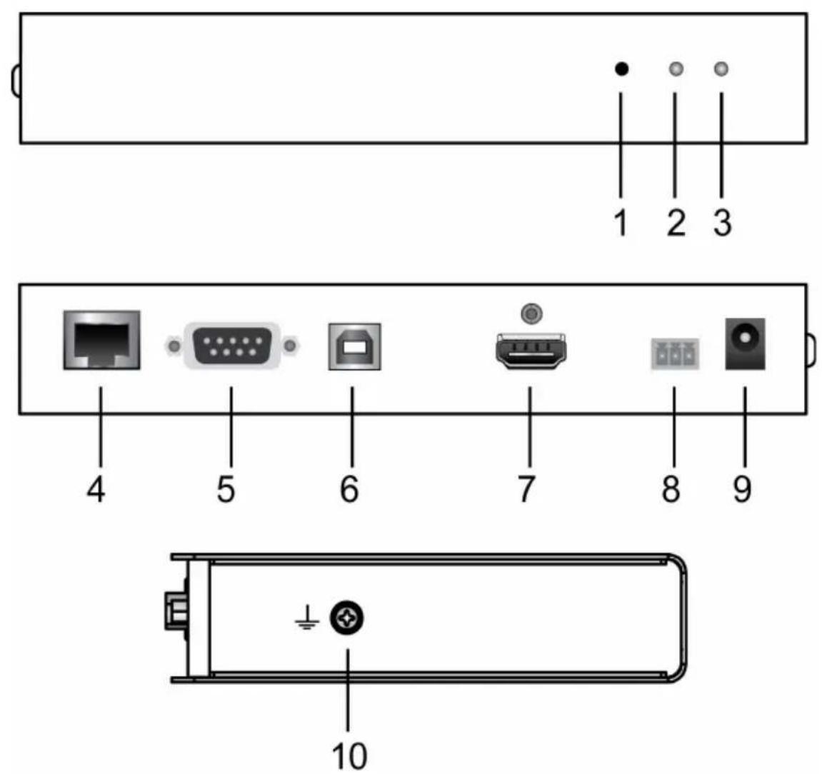 ATEN KE6920ATC - KE6900ST (Transmitter) Front, Rear and Top View - 8
