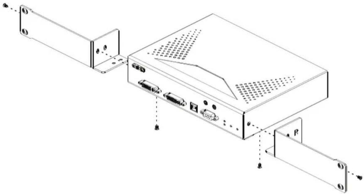 Technical line drawing of a device chassis showing internal components and mounting points (no text or symbols)