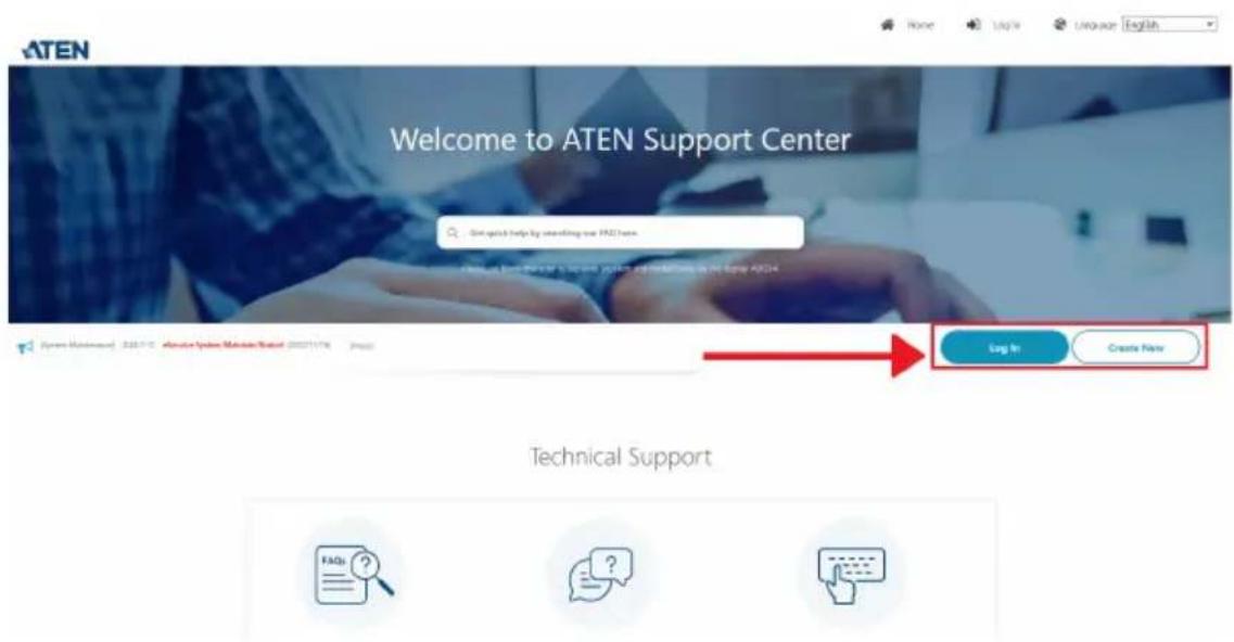 ATEN Welcome to ATEN Support Center Get quick help by reviewing our FAQ form. Log In Create Now Technical Support