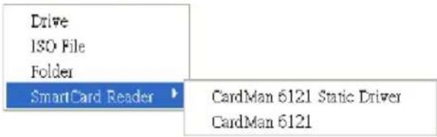 Drive ISO File Folder SmartCard Reader ▶ CardMan 6121 Static Driver CardMan 6121