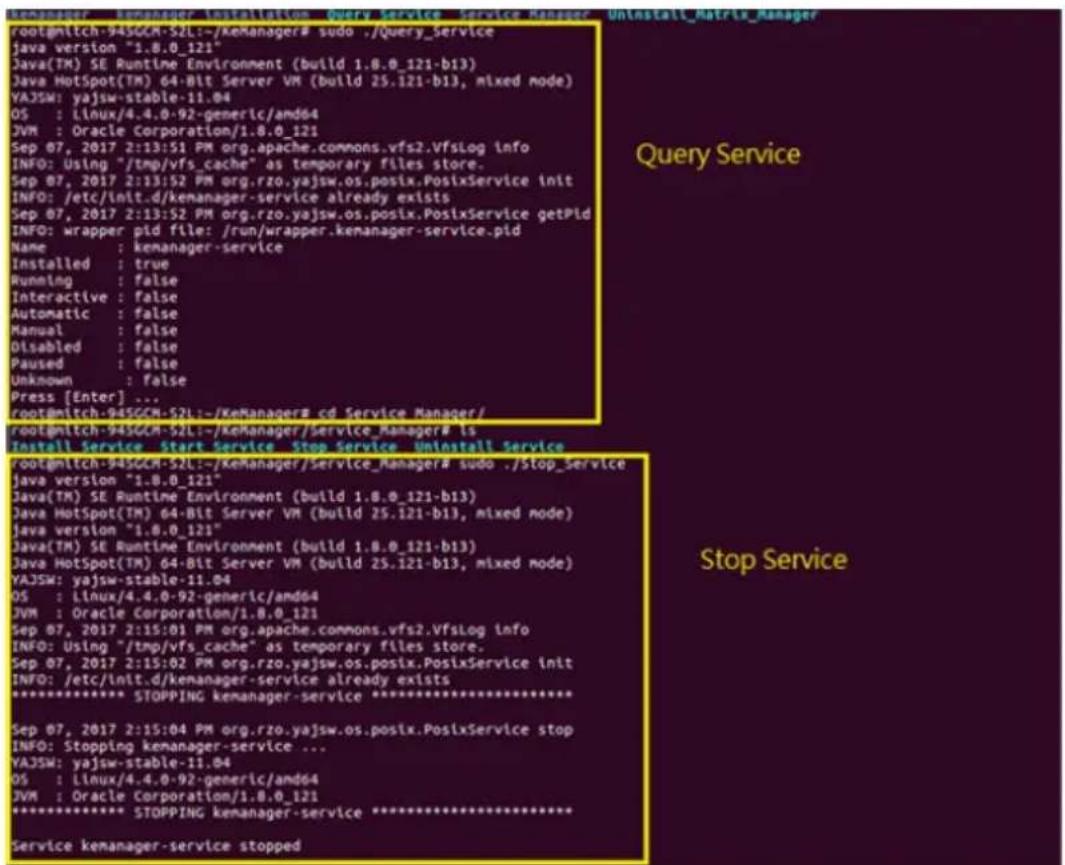 root@mtch-94SGCM-S2L:~/KeManager# sudo ./Query_service java version "1.8.0_121" Java(TM) SE Runtime Environment (build 1.8.0_121-b13) Java HotSpot(TM) 64-Bit Server VM (build 25.121-b13, mixed mode) VAJSM: yajsw-stable-11.04 OS : Linux/4.4.0-92-generic/and64 JVM : Oracle Corporation/1.8.0_121 Sep 07…