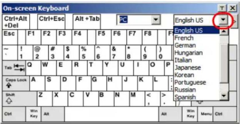 On-screen Keyboard Ctrl+Alt +Del Ctrl+Esc Alt +Tab PC English US Esc F1 F2 F3 F4 F5 F6 F7 F8 F ~ 1 @ 2 # 3 $ 4 % 5 6 & 7 * 8 ( ) 9 0 Tab Q W E R T Y U I O P Caps Lock A S D F G H J K L : ... Shift Z X C V B N M < > Ctrl Win Key Alt Alt Win Key Menu Ctrl