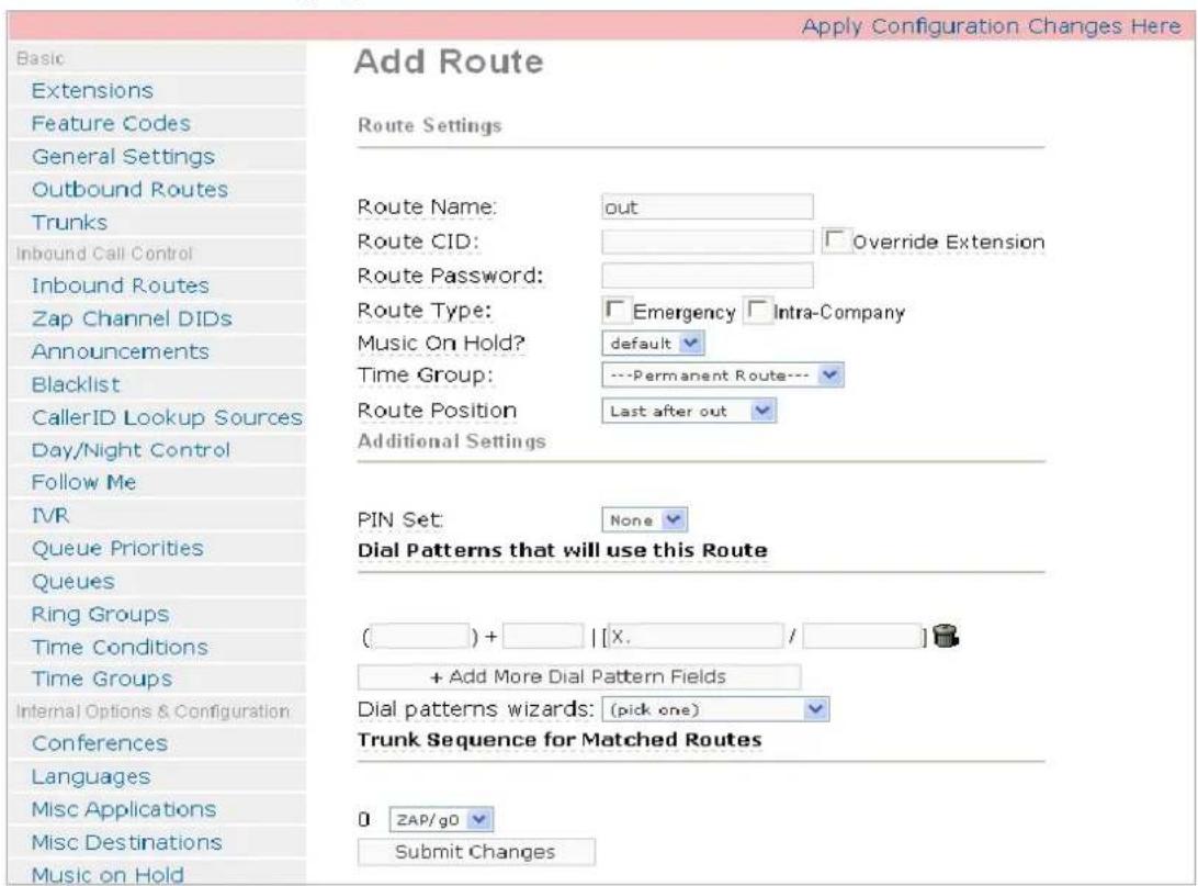 OpenVox AE1610P13 - Set outbound routes - 1