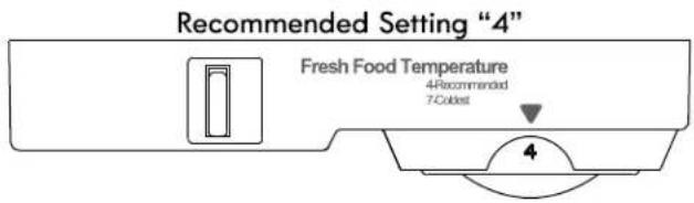 Recommended Setting "4" Fresh Food Temperature 4 Recommended 7 Coldest 4