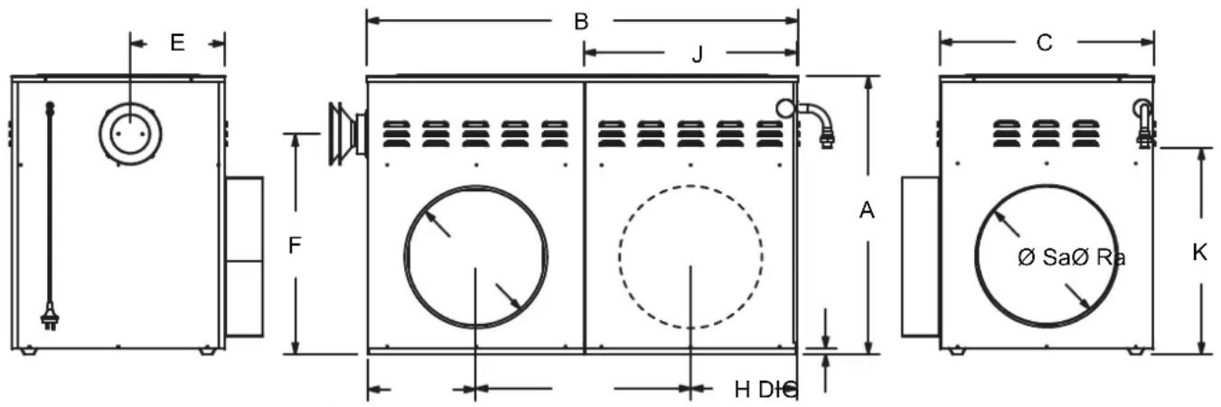 Kaden KEX315 - HEATER DIMENSIONS - 1