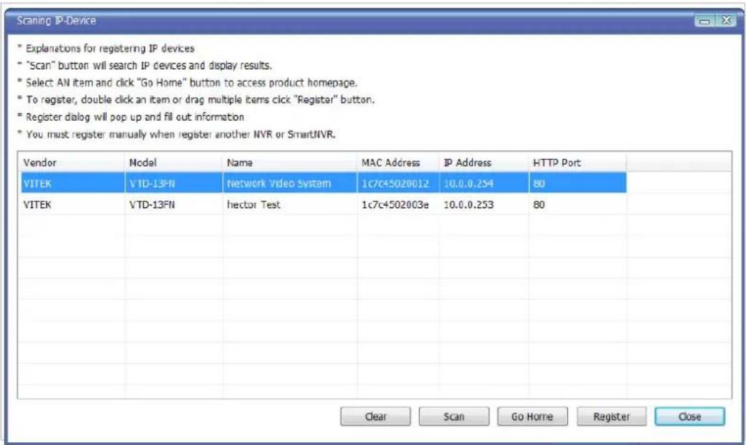 Vitek VTD-13FN - Registering IP Devices - 1