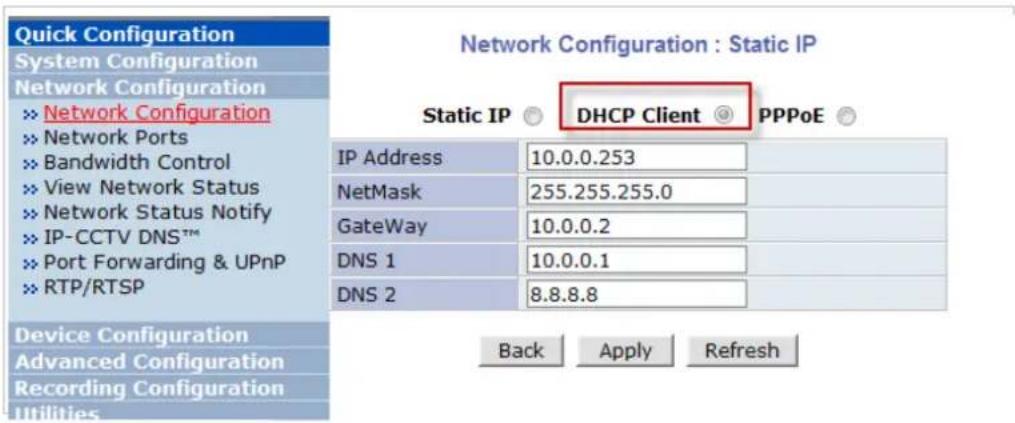Vitek VTD-13FN - DHCP ClientConfiguration - 1