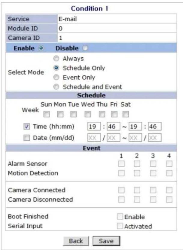 Vitek VTD-AR2D4FN - E-mail Service Configuration at Camera 1 - 1