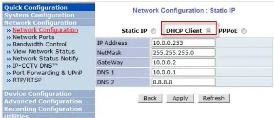 Vitek VT-IPSN16M - DHCP Client Configuration - 1
