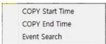 COPY Start Time COPY End Time Event Search