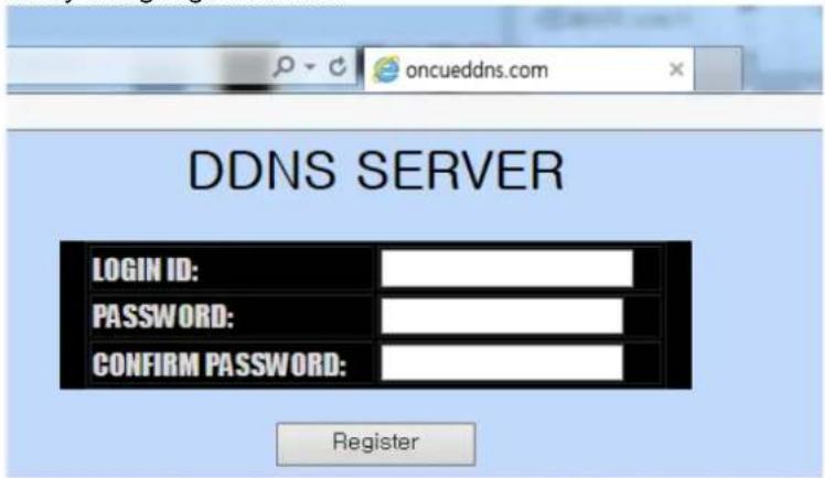 oncueddns.com DDNS SERVER LOGIN ID: PASSWORD: CONFIRM PASSWORD: Register