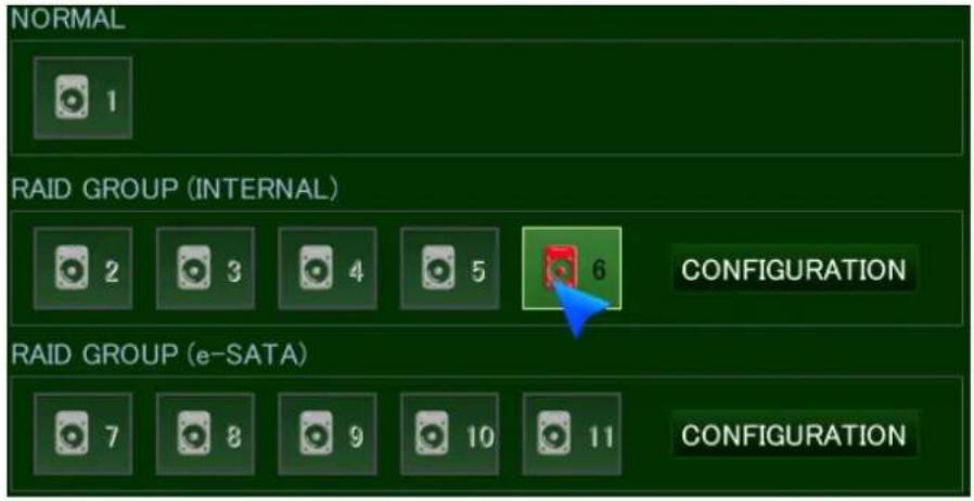 NORMAL 1 RAID GROUP (INTERNAL) 2 3 4 5 6 CONFIGURATION RAID GROUP (e-SATA) 7 8 9 10 11 CONFIGURATION