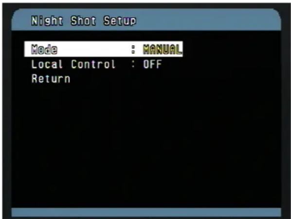 Vitek VT-PTZ18W - NIGHT SHOT MENU (MENU => Camera =>Night Shot) - 1