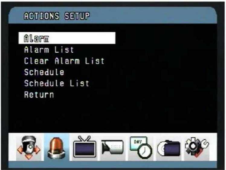 Vitek VT-PTZ18W - ACTIONS SETUP (MENU => Actions Setup) - 1