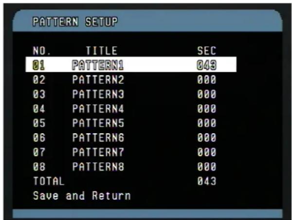 Vitek VT-PTZ18W - PATTERN (MENU => Function => Pattern or Shortcut: PTRN) - 1