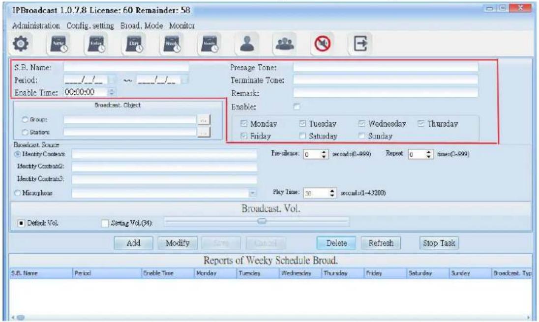 Portech IBS-20 - Schedule Date and Prelude/Ending Sound Setting - 1
