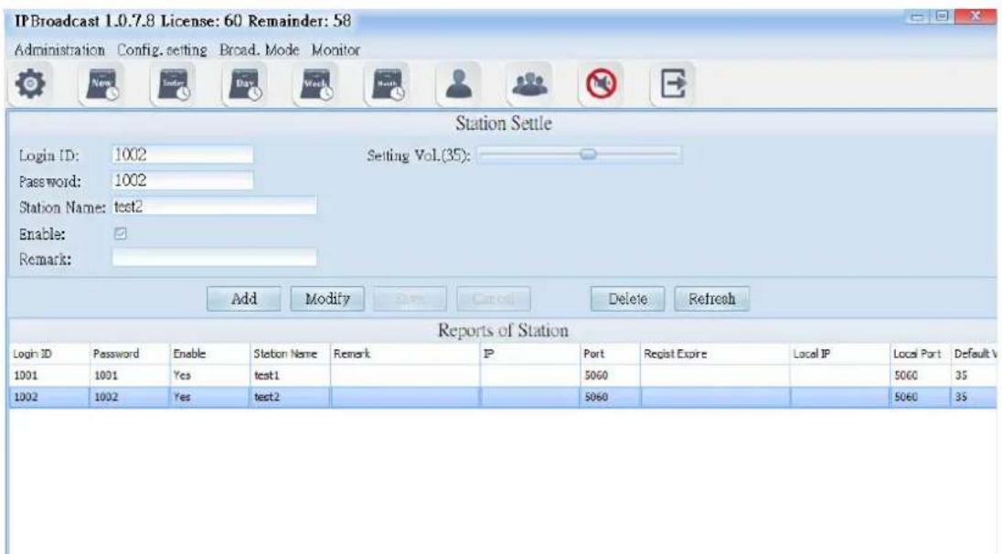 Portech IBS-20 - Establishment of broadcast points - 1