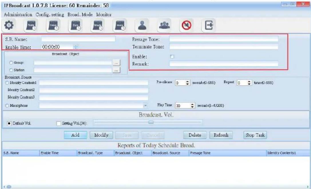 Portech IBS-20 - Schedule Day, Prelude/Ending Sound Setting - 1