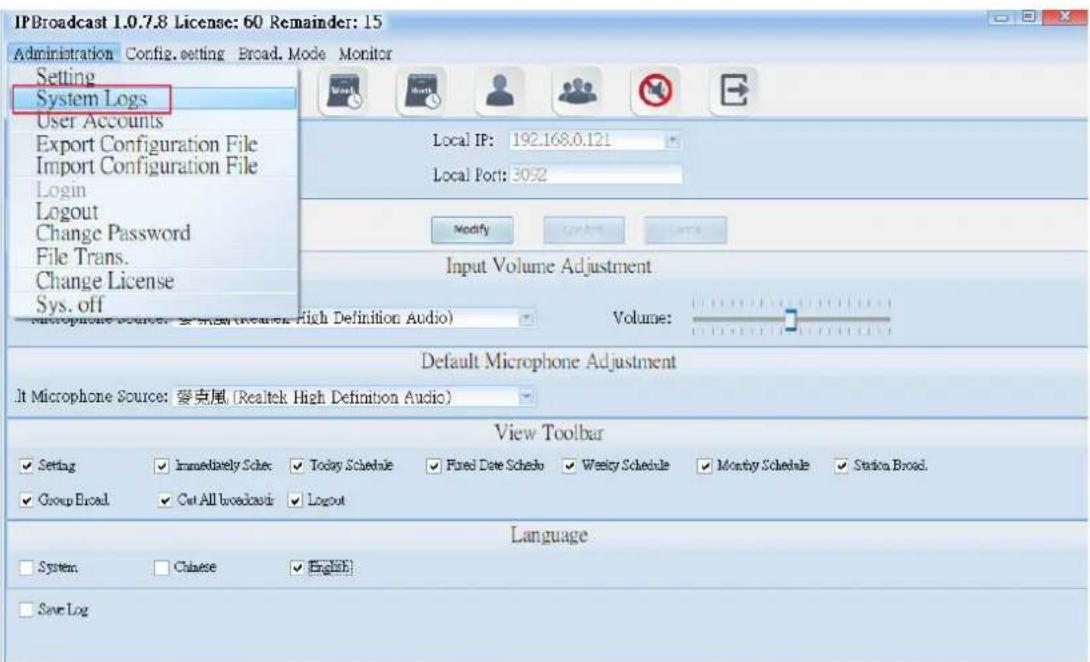 Portech IBS-20 - System Logs - 1