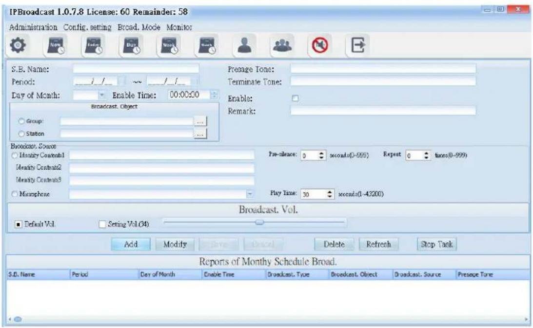 Portech IBS-20 - Monthly Schedule - 1