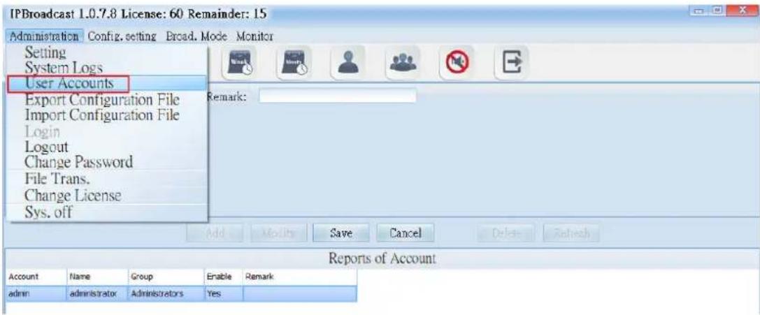 Portech IBS-20 - User Accounts - 1
