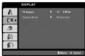 DISPLAY TV Aspect 10 100.00 Display Mode 50 kpc/min Move Select
