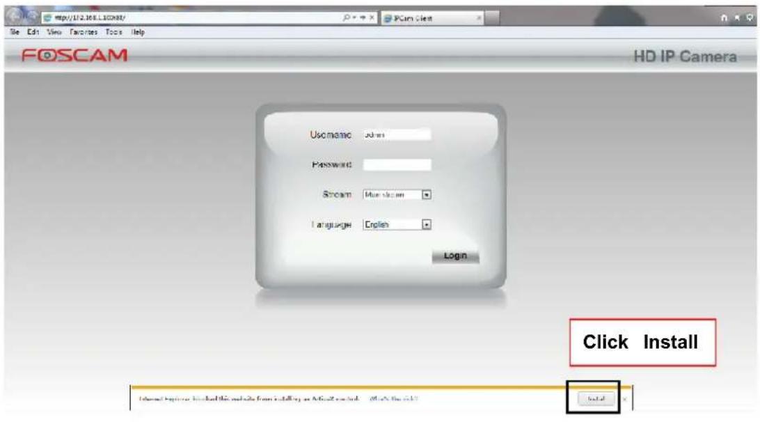 FOSCAM FI9831PW - Install the ActiveX of IE browser. - 1